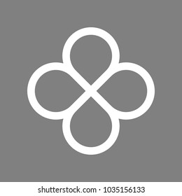 Flower icon. Infinity perpendicular infinity. Vector. White icon on medium gray background. Isolated.