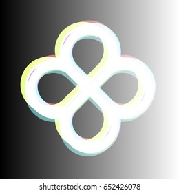 Flower icon. Infinity perpendicular infinity. Vector. White icon with colored contours on gradient background.