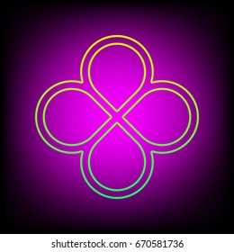 Flower icon. Infinity perpendicular infinity. Vector. Yellow-green gradient linear icon on magenta light as background