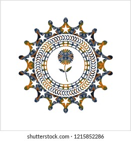 flower icon inside arabesque badge background. arabic decoration.