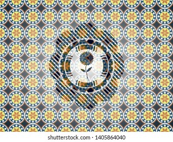 flower icon inside arabesque badge background. arabic decoration.