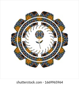 icono de flor dentro del emblema árabe. Decoración árabe.