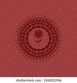flower icon inside badge with red background