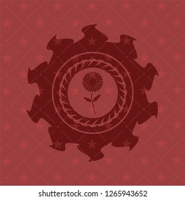 flower icon inside badge with red background