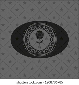 flower icon inside black emblem. Vintage.