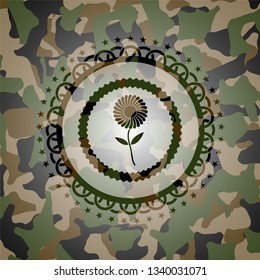 flower icon inside camouflage texture