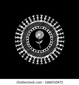 flower icon inside chalk emblem
