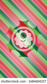 flower icon inside christmas badge background.