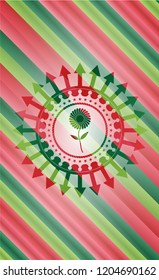 flower icon inside christmas emblem.
