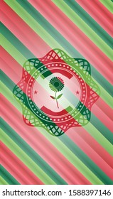 flower icon inside christmas emblem.