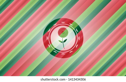 flower icon inside christmas style emblem.