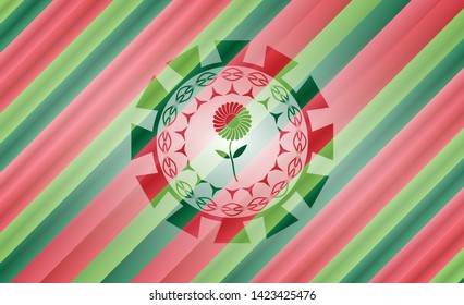 flower icon inside christmas style emblem.