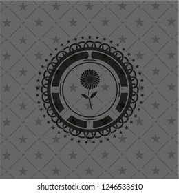 flower icon inside dark emblem. Retro