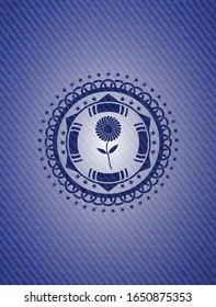 flower icon inside emblem with jean high quality background