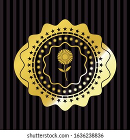 flower icon inside gold emblem or badge
