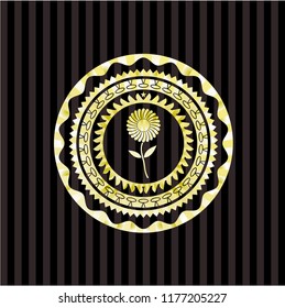 flower icon inside gold shiny badge
