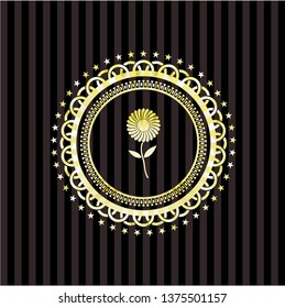 flower icon inside gold shiny emblem