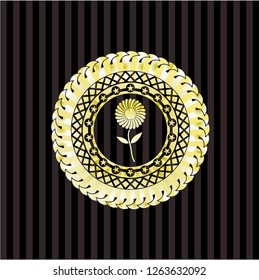 flower icon inside golden emblem