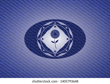 flower icon inside jean background