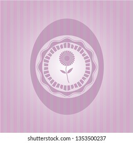 flower icon inside pink emblem. Vintage.