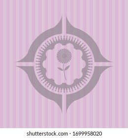 icono de flor dentro del emblema rosa. Retro