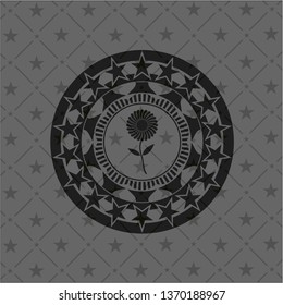 flower icon inside realistic dark emblem