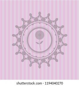 flower icon inside realistic pink emblem