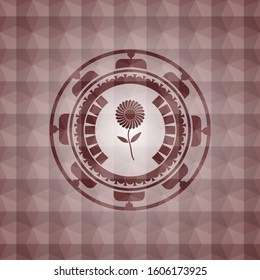 flower icon inside red badge with geometric background. Seamless.