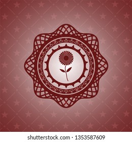 flower icon inside red icon or emblem