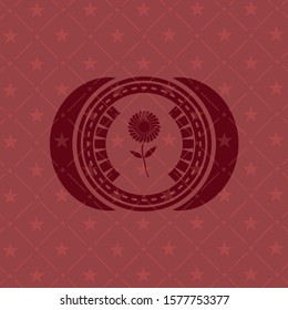 flower icon inside red emblem. Retro