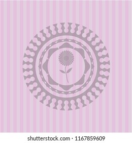 flower icon inside retro pink emblem