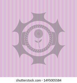flower icon inside retro pink emblem