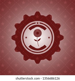 flower icon inside retro red emblem