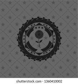 flower icon inside retro style black emblem
