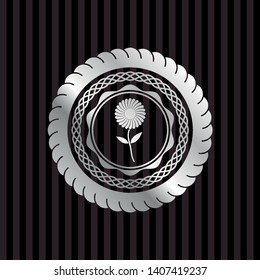 flower icon inside silver badge