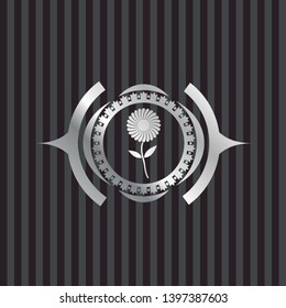 flower icon inside silver shiny badge