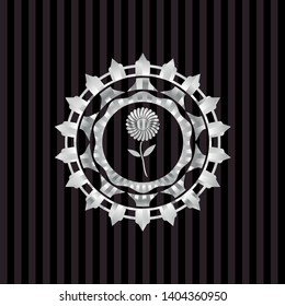 flower icon inside silvery shiny badge