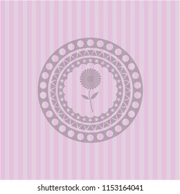 flower icon inside vintage pink emblem