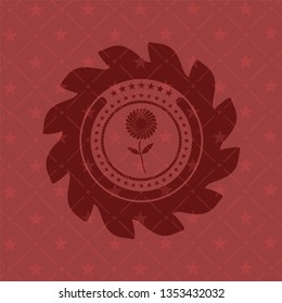 flower icon inside vintage red emblem
