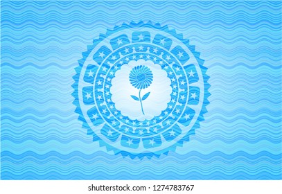 flower icon inside water concept style emblem.