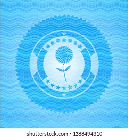 flower icon inside water concept emblem background.