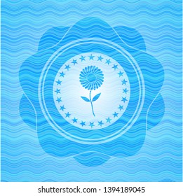 flower icon inside water representation badge.