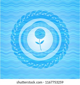flower icon inside water wavec oncept emblem.