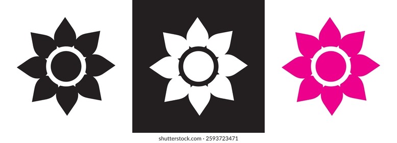 Flower icon. isolated on white and black background. Vector illustration. EPS 10