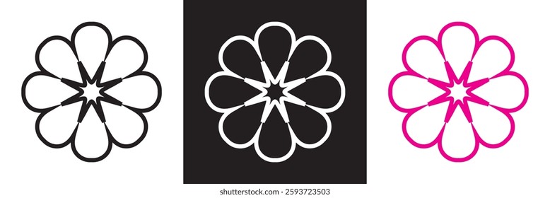 Flower icon. isolated on white and black background. Vector illustration. EPS 10