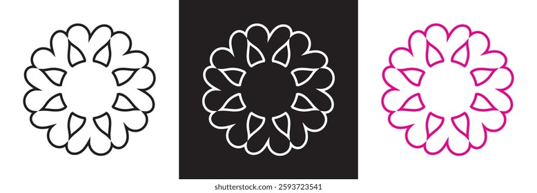 Flower icon. isolated on white and black background. Vector illustration. EPS 10