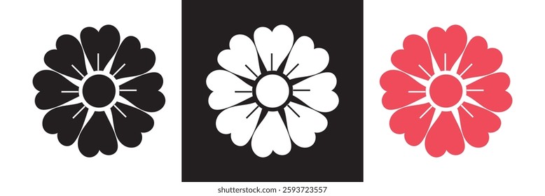Flower icon. isolated on white and black background. Vector illustration. EPS 10