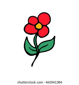 Flower Icon isolated on white background in style hand draw