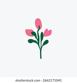 Ícone De Flor Com Vetor De Folhas