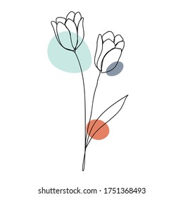 Flower icon Line art. Abstract minimal flora design for cover, prints, fabric and wallpaper. Vector illustration